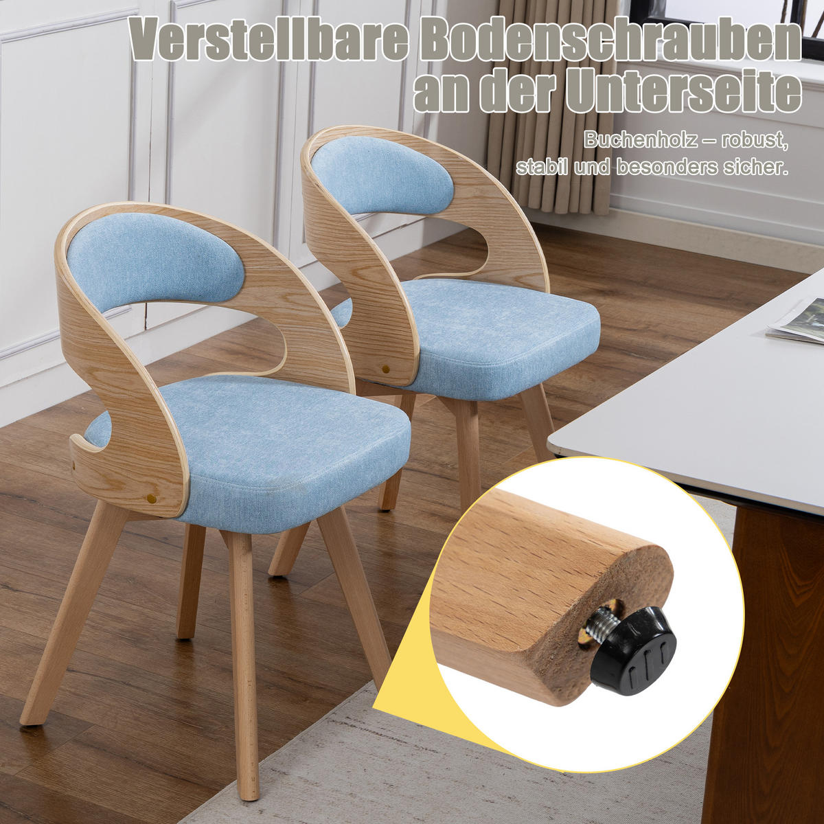 ESSZIMMERSTUHL 2er-Set drehbar mit Leinenkissen, Blau - Blau, Textil (41/72/44cm)