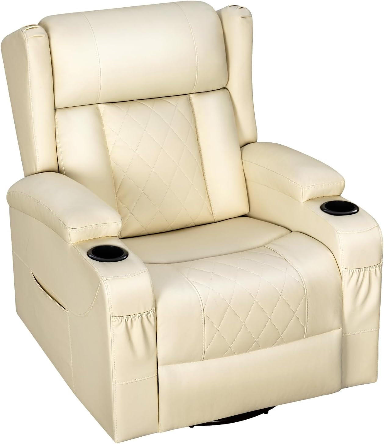 RELAXSESSEL mit Liegefunktion, drehbar, Kunstleder, Beige - Beige, Kunststoff (87/103.5/94.5cm) - Woltu