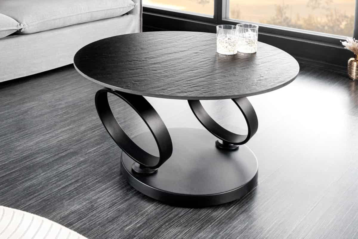 COUCHTISCH DANCING RINGS Beton Schwarz 135 cm - Schwarz/Grau, Naturmaterialien/Keramik (80/134/44cm) - riess-ambiente