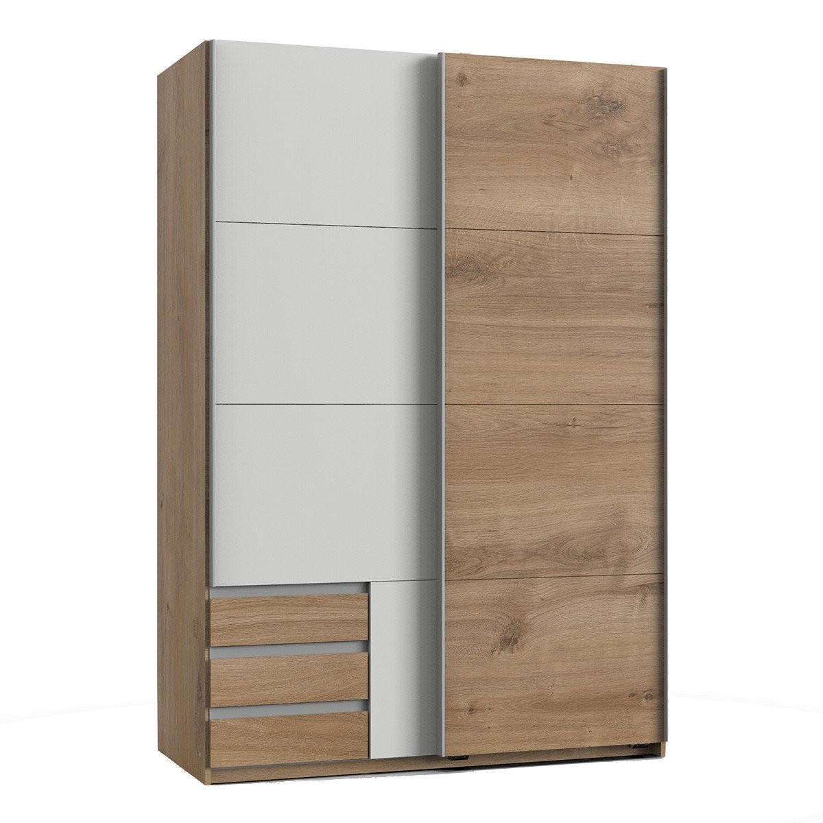 KLEIDERSCHRANK mit 2 Schiebetüren - L135 cm - Weiß, Holzwerkstoff (65/198/135cm) - Calicosy