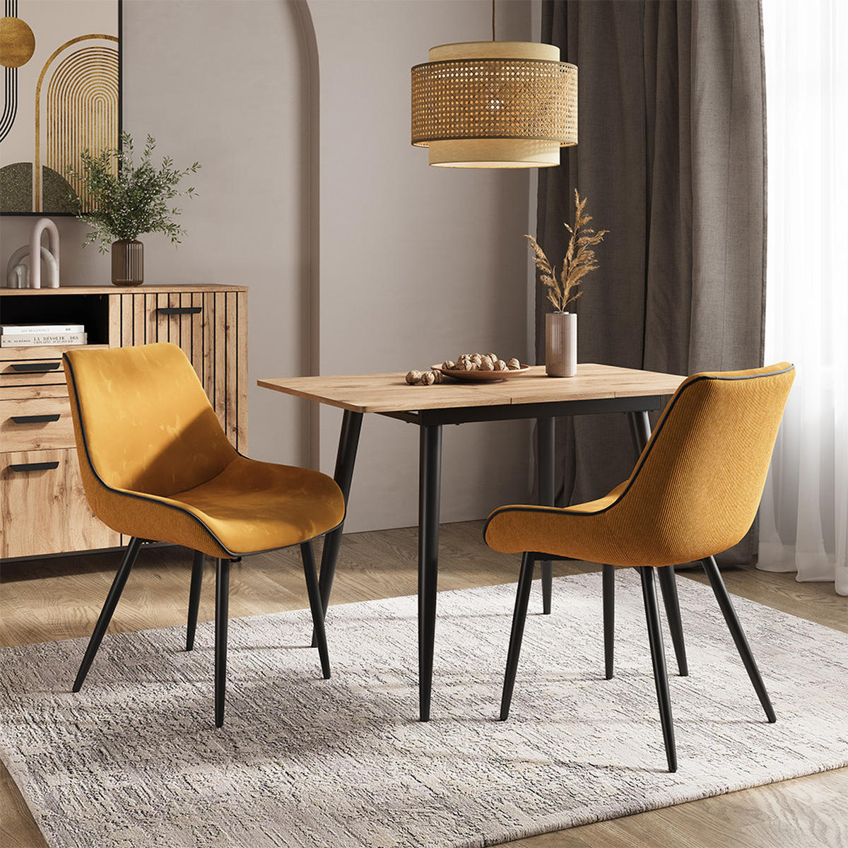 ESSZIMMERSTUHL Eleganza Gelb 2er Set - Dunkelgelb, Metall (53.5/85/59cm) - Vicco