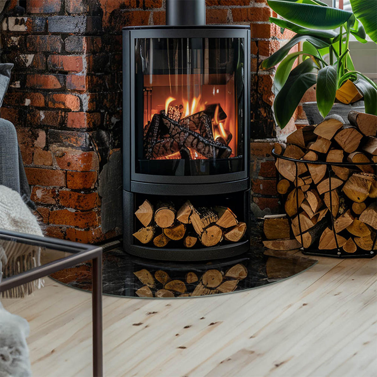 GLASPLATTE für Kamin 100x100 cm Schwarz - Schwarz, Glas (100/100/0.4cm) - ArtPrintCave