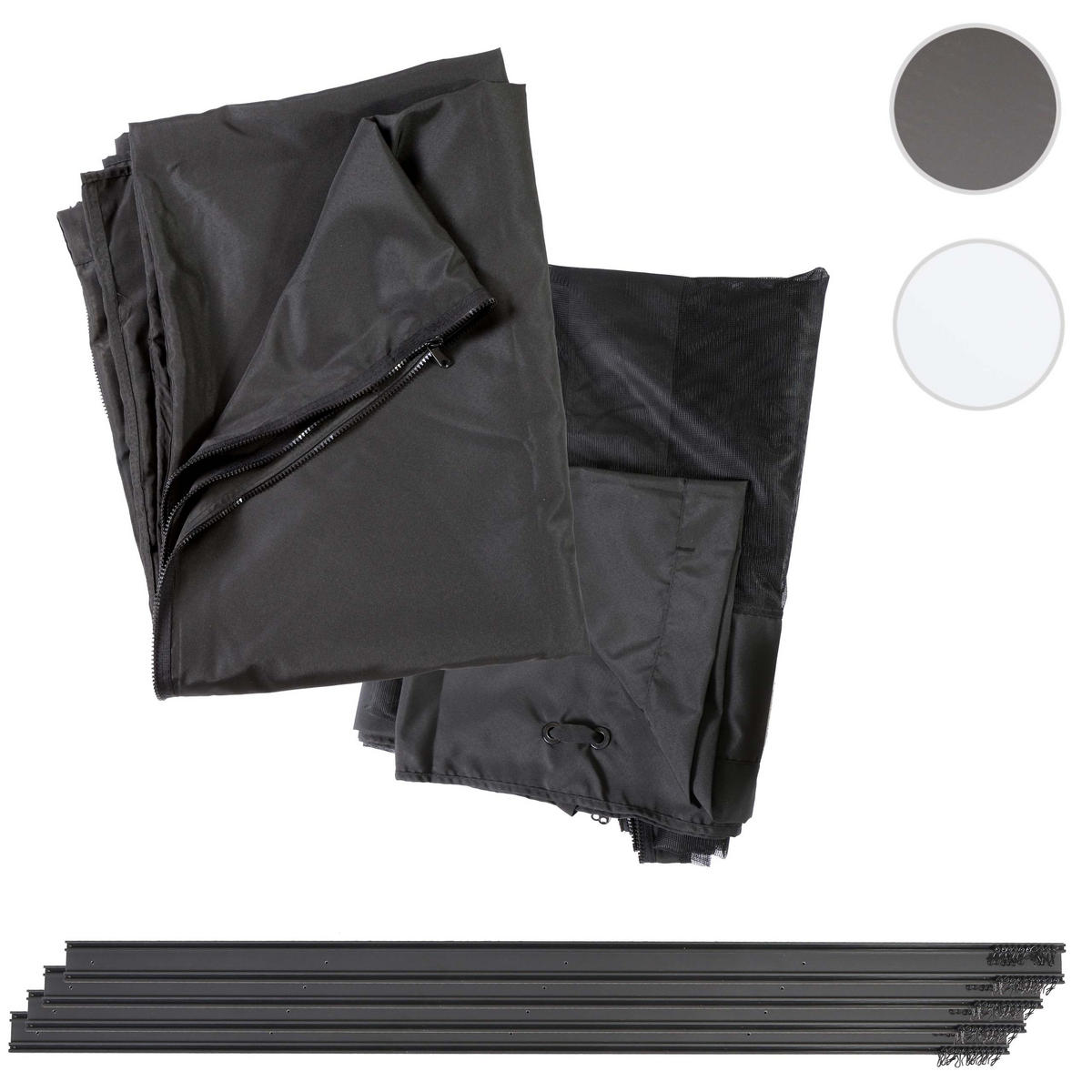 SEITENWAND für Pergola 4x3m 234x340cm 4er-Set + Moskitonetz Weiß - Weiß, Textil (340/234/1cm) - BERLINLODGE