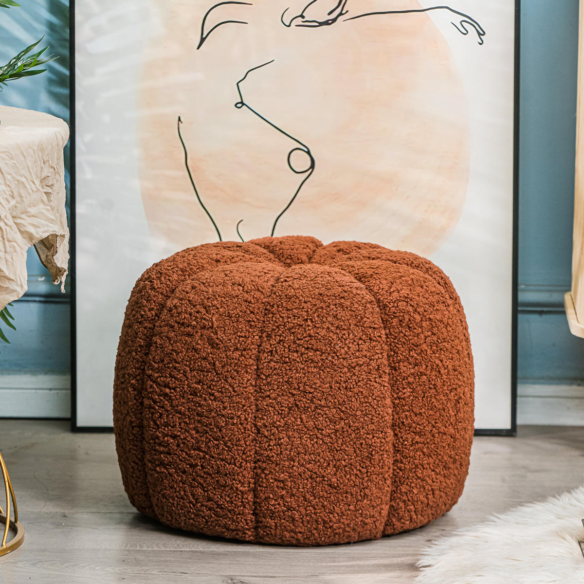 POUF Wolle Terrakotta - Rot, Textil (50/38/50cm) - Nordlys