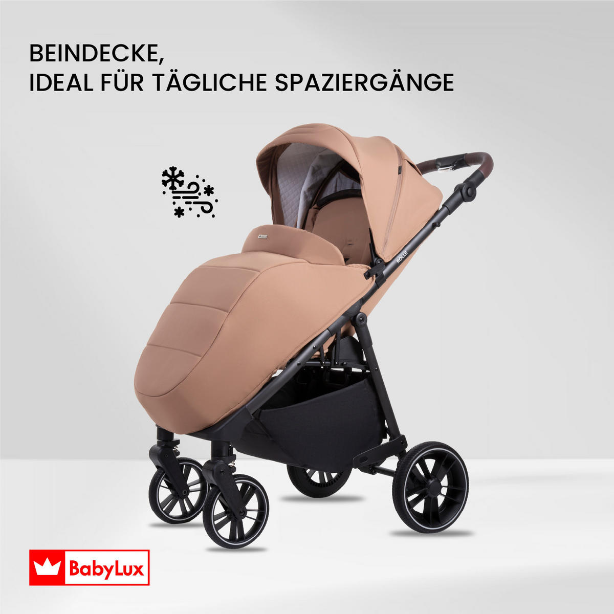 BUGGY Rolle, Klein und Leicht, Teleskopische Führung, Kompakt Faltbar, Wickeltasche, Reisetasche - Schwarz/Weiß, Textil/Metall (58/99cm) - BabyLux