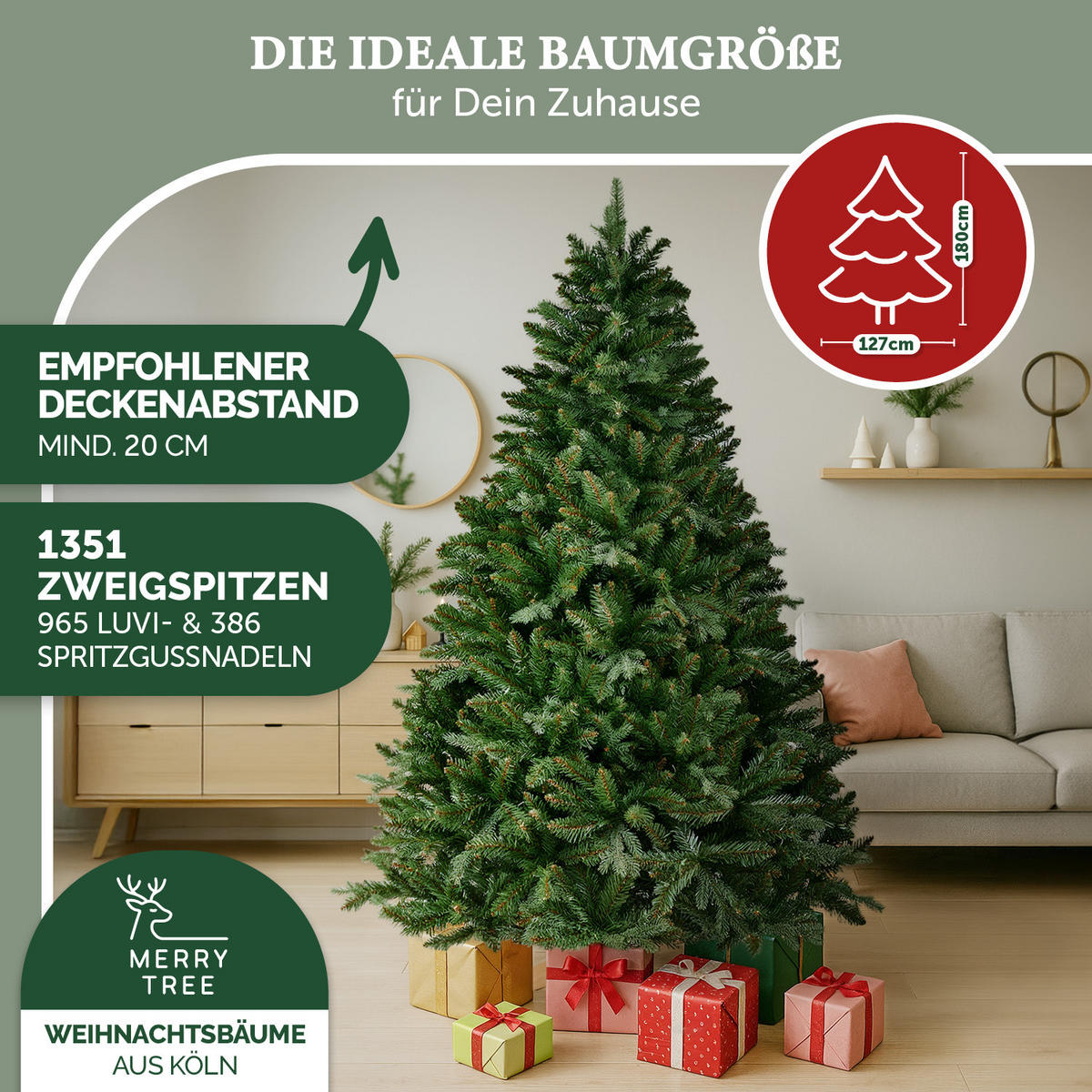 WEIHNACHTSBAUM aus PE & PVC Mix, 150 cm - Grün, Kunststoff (150cm) - Merry Tree