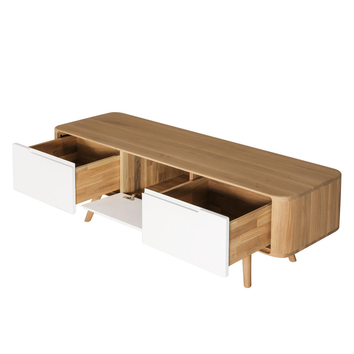 TV-LOWBOARD - Wildeiche teilmassiv - Wildeiche, Holzwerkstoff (135/45/42cm) - home24