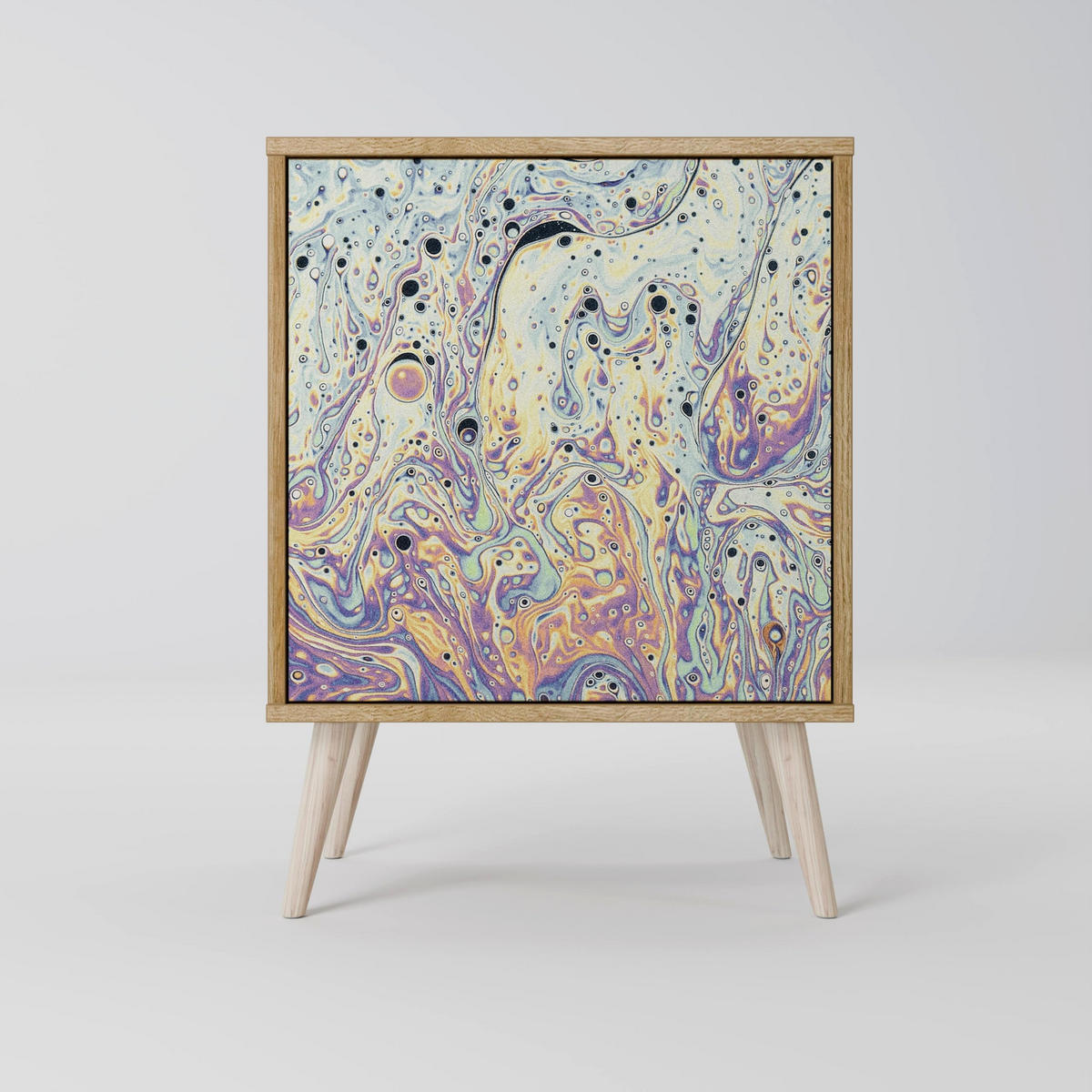 SIDEBOARD MOSAIC OF COLORS, Grau, 57,5x42x57,5 cm, Ohne Füße - Multicolor/Grau, Holzwerkstoff (57.5/57.5/42cm) - SpaceRebels