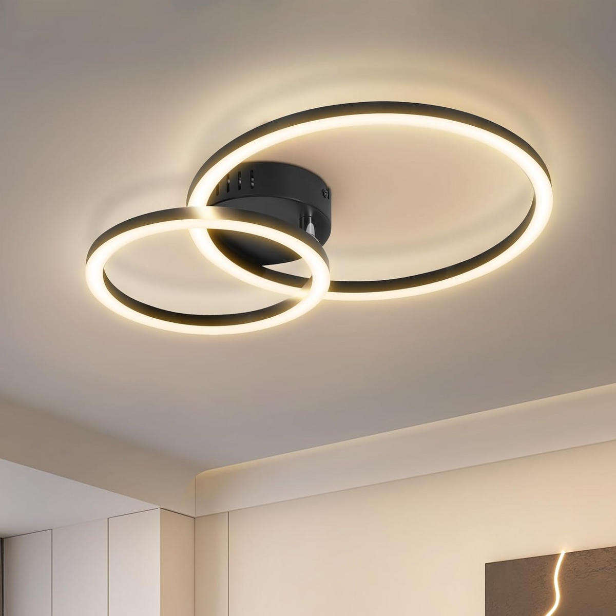 LED závěsné světlo Clarke III 41/30/7 cm - černá, plast (41/30/7cm) - Nettlife