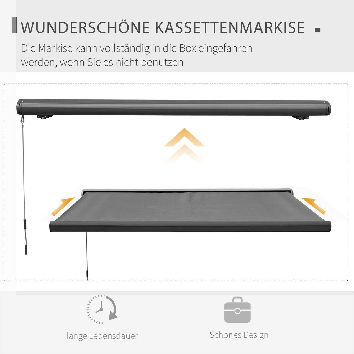 MARKISE, Aluminium, Dunkelgrau - Dunkelgrau, Metall (250/160/300cm) - Outsunny