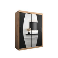 SCHWEBETÜRENSCHRANK 200/150/62 2-türig - Silberfarben/Schwarz, Holz/Kunststoff (150/200/62cm) - Abiks Möbel