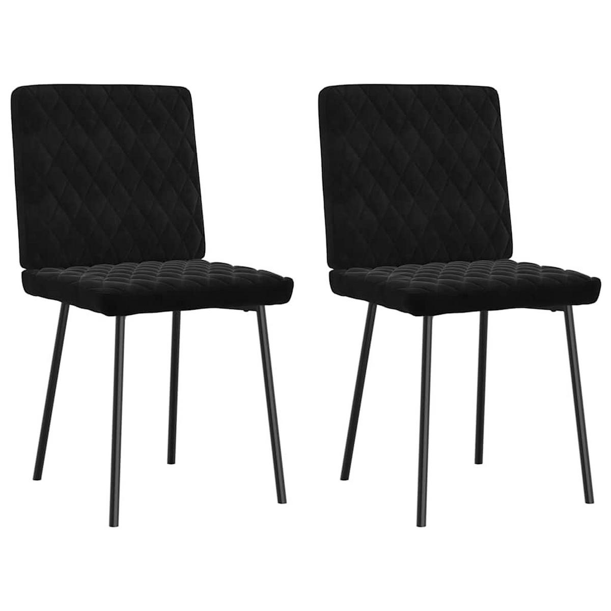 ESSZIMMERSTÜHLE 2 Stk. Schwarz Samt 45*54*83cm - Schwarz, Metall (45/83/54cm) - ZMH