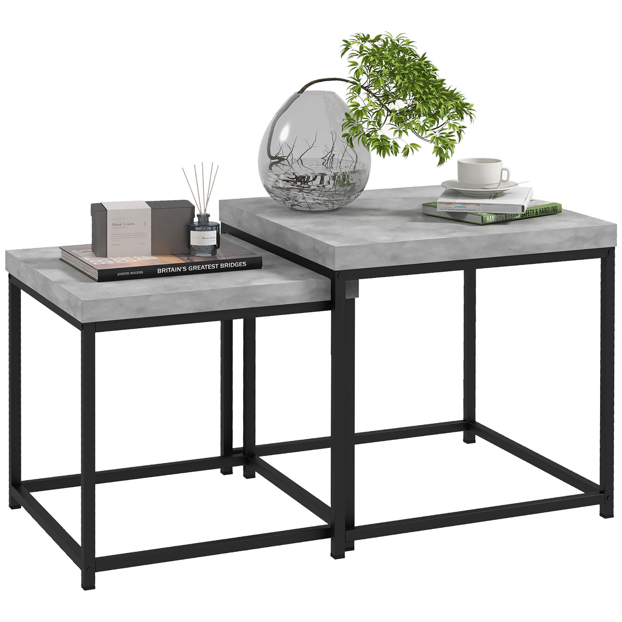 BEISTELLTISCH Grau 2 Stück - Grau, Naturmaterialien (45/45/45cm) - GiPP