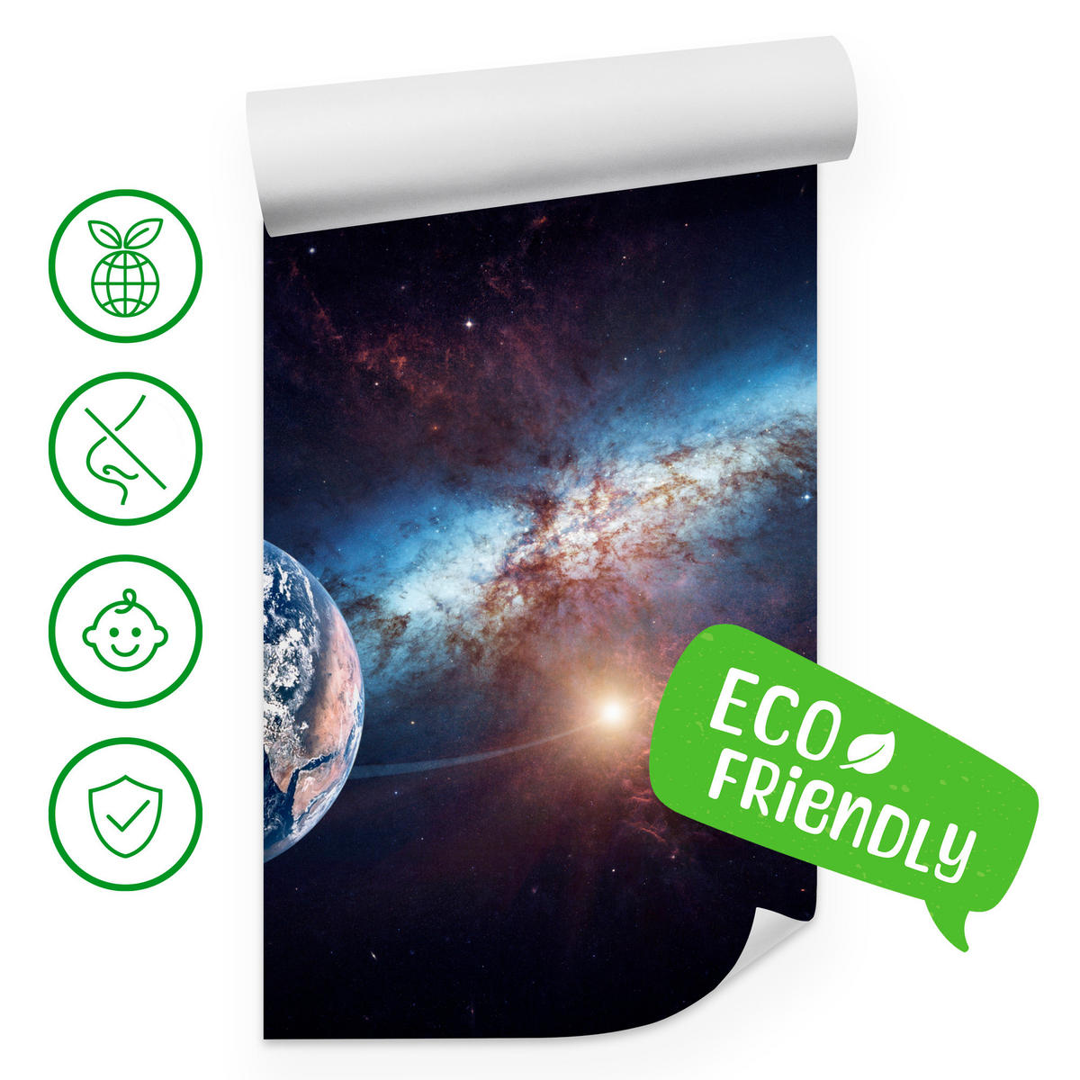 FOTOTAPETA Pre Detskú Izbu Planéty Galaxia Kozmos Hmlovina 500 x 350 cm - biela/fialová, papier (500/350cm) - Muralo