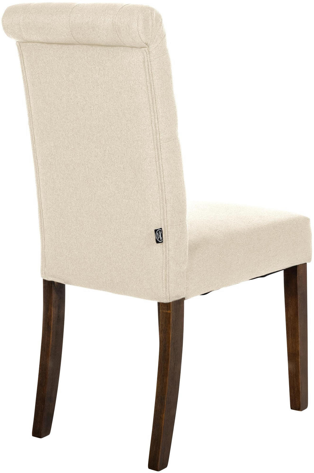 STUHL Stoff creme - Walnussfarben/Creme, Holz/Textil (45/98/63cm) - CLP