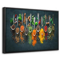 LEINWAND Bilder mit Rahmen - Kräuter - Gewürze - Löffel - 30x20 - Currygelb, Textil (30/20cm) - MuchoWow