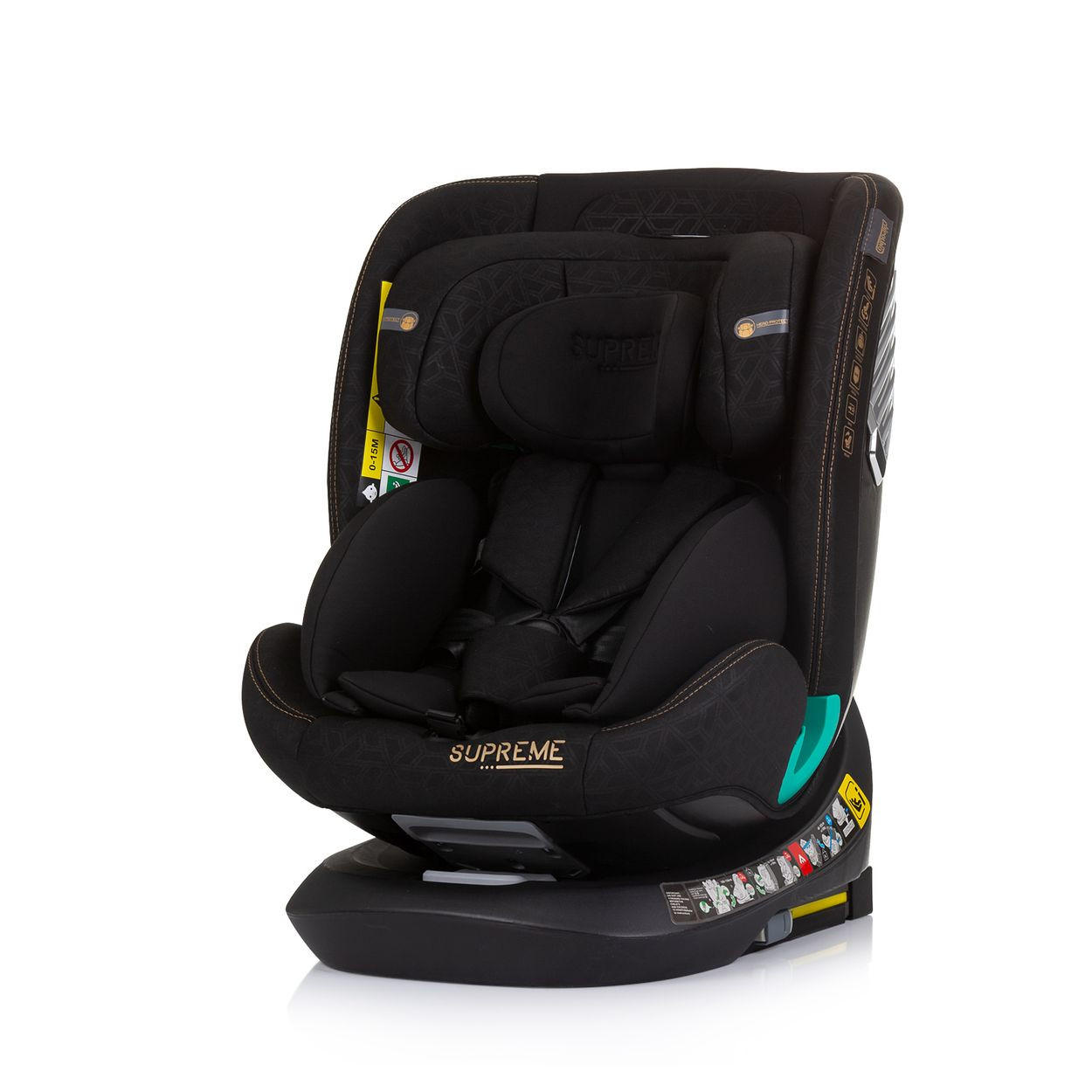 KINDERSITZ i-Size Supreme schwarz (40-150 cm) verstellbar 360° drehbar Isofix - Schwarz, Kunststoff (44/75/45cm) - Chipolino