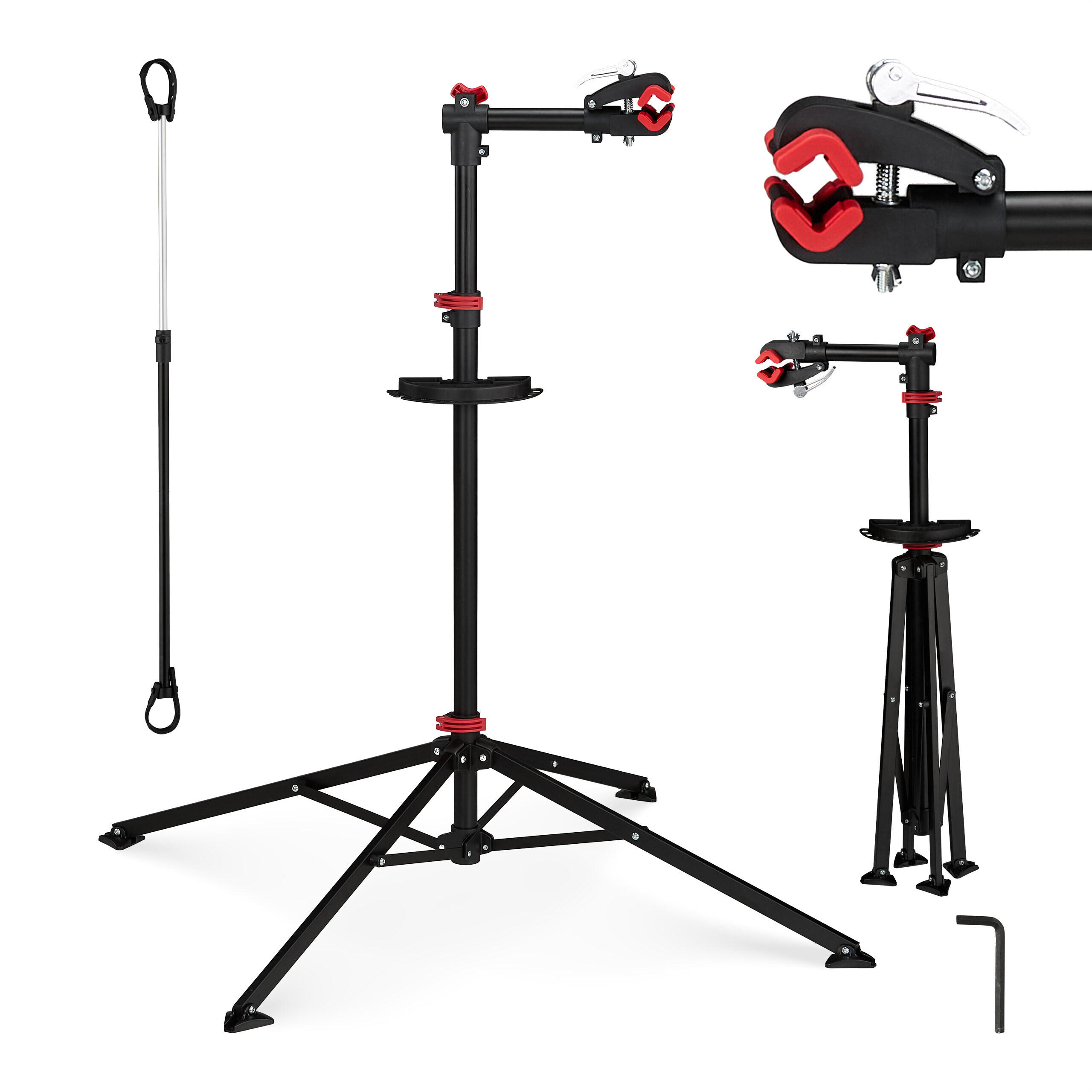 STOJAN na kolo černý červený 30 kg - černá, kov (90/190/90cm) - Relaxdays