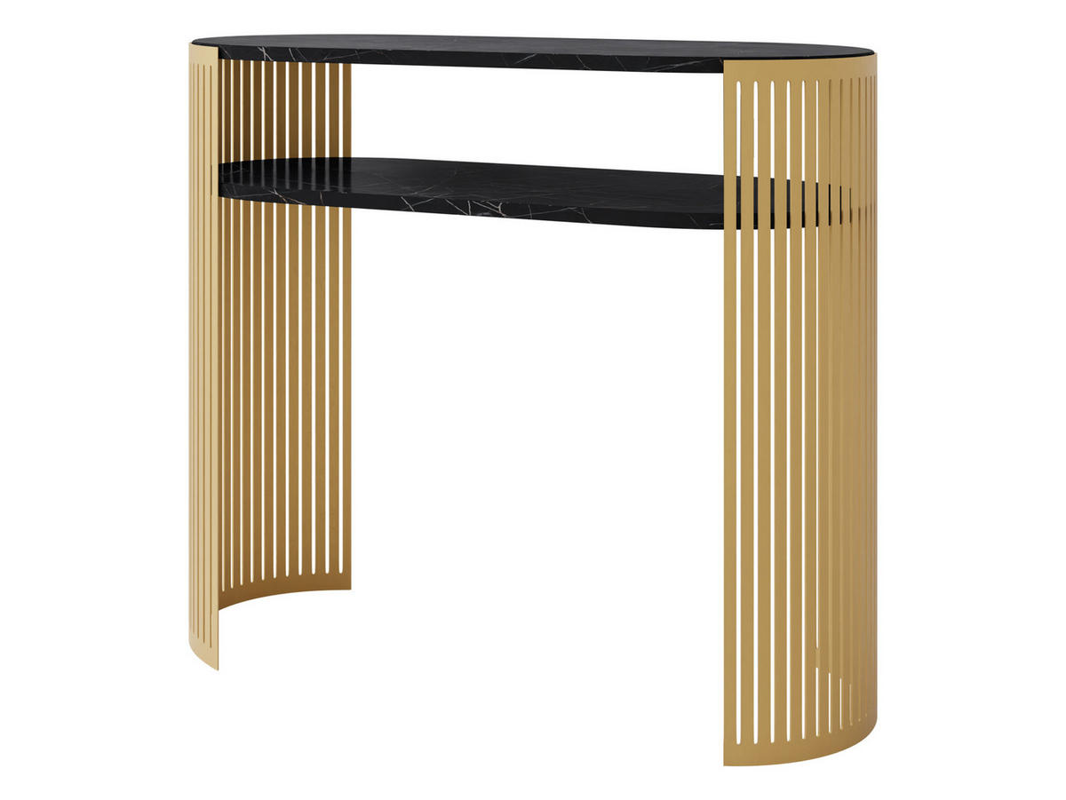 KONSOLENTISCH Fikoli Gold - Goldfarben/Schwarz, Holzwerkstoff/Metall (30/100/86cm) - MIRJAN24