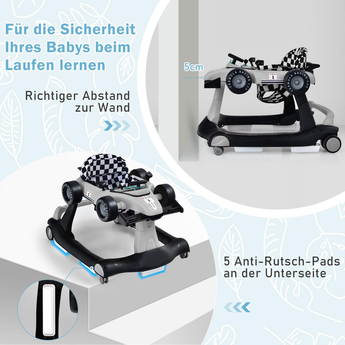 LAUFLERNWAGEN Klappbar Grau - Grau, Kunststoff (64/56/76cm) - COSTWAY