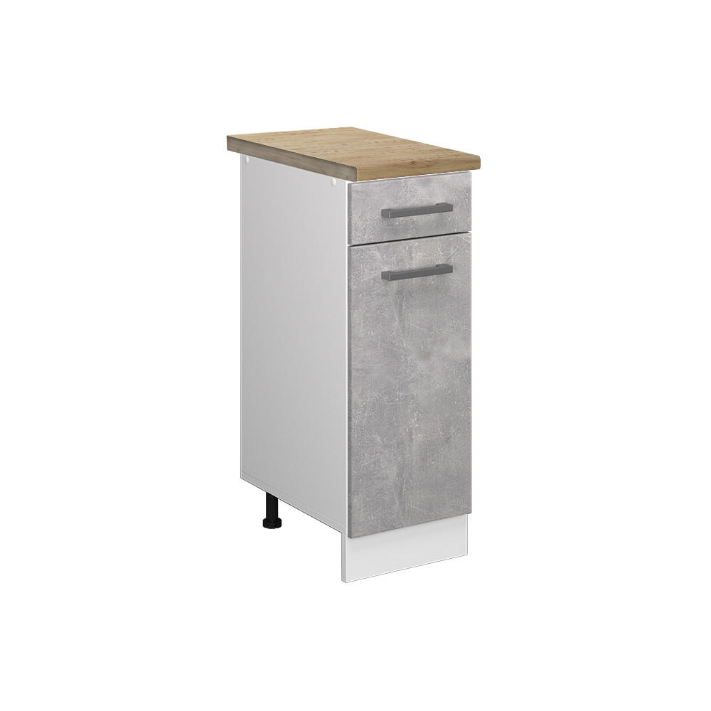 KÜCHENUNTERSCHRANK R-Line Beton 30 cm, AP Eiche - Schieferfarben/Weiß, Holzwerkstoff (30/81.6/60cm) - Vicco