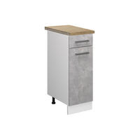 KÜCHENUNTERSCHRANK R-Line Beton 30 cm, AP Eiche - Schieferfarben/Weiß, Holzwerkstoff (30/81.6/60cm) - Vicco