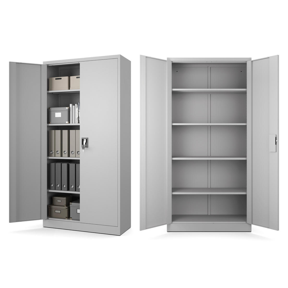 AKTENSCHRANK für Büro Metallschrank für Dokumente und Ordner Stahlschrank Hellgrau abschließbar 90x40x185cm - Hellgrau, Metall (90/185/40cm) - Muralo