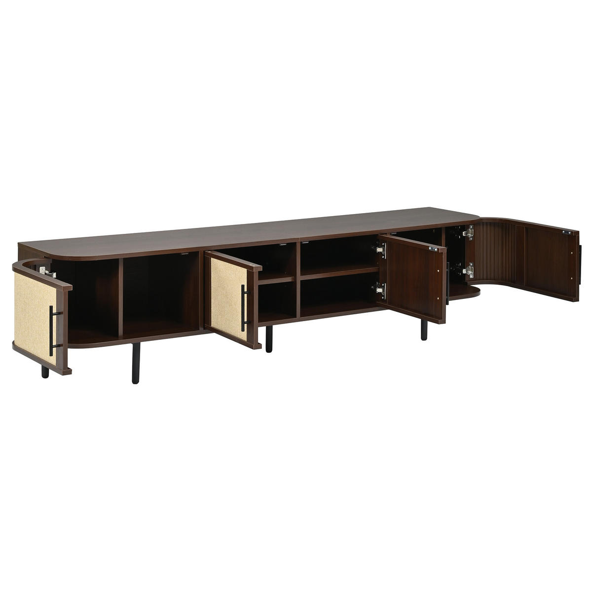 WOHNWAND DE-40152 2-teilig mit Geflechtfront Nussbaum - Walnussfarben, Holzwerkstoff (120/82/40cm) - ComfortXL