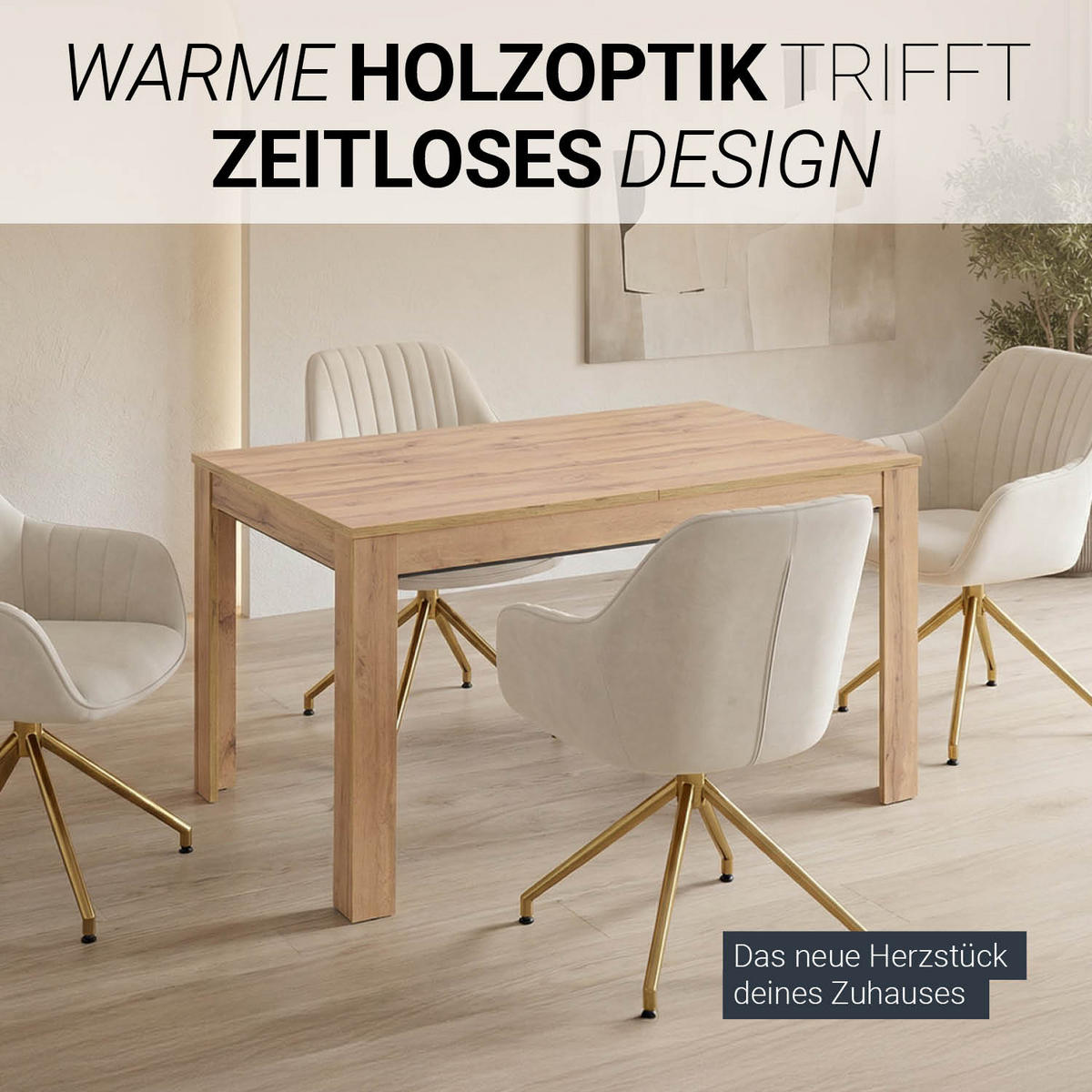 ESSTISCH in Naturholz 135x86 cm cm ausziehbar - Naturfarben, Holz (86/135/77cm) - Homestyle4u