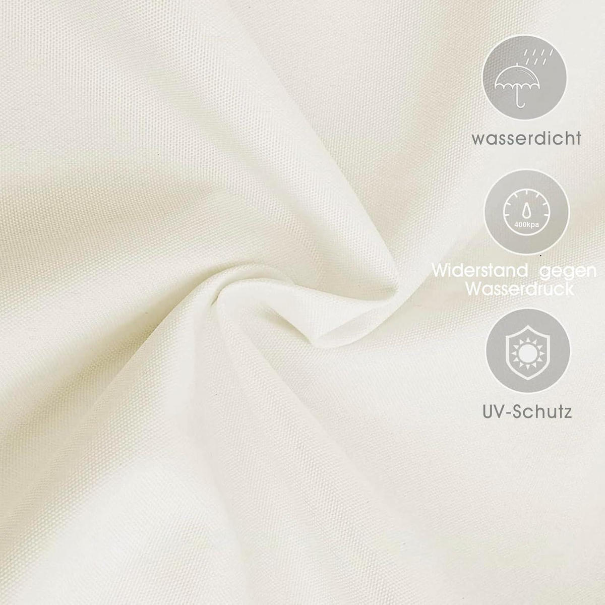 SONNENSEGEL 2.5 x 3.5 m Cremeweiß Wasserdicht UV-Schutz - Weiß, Textil (20/35cm)