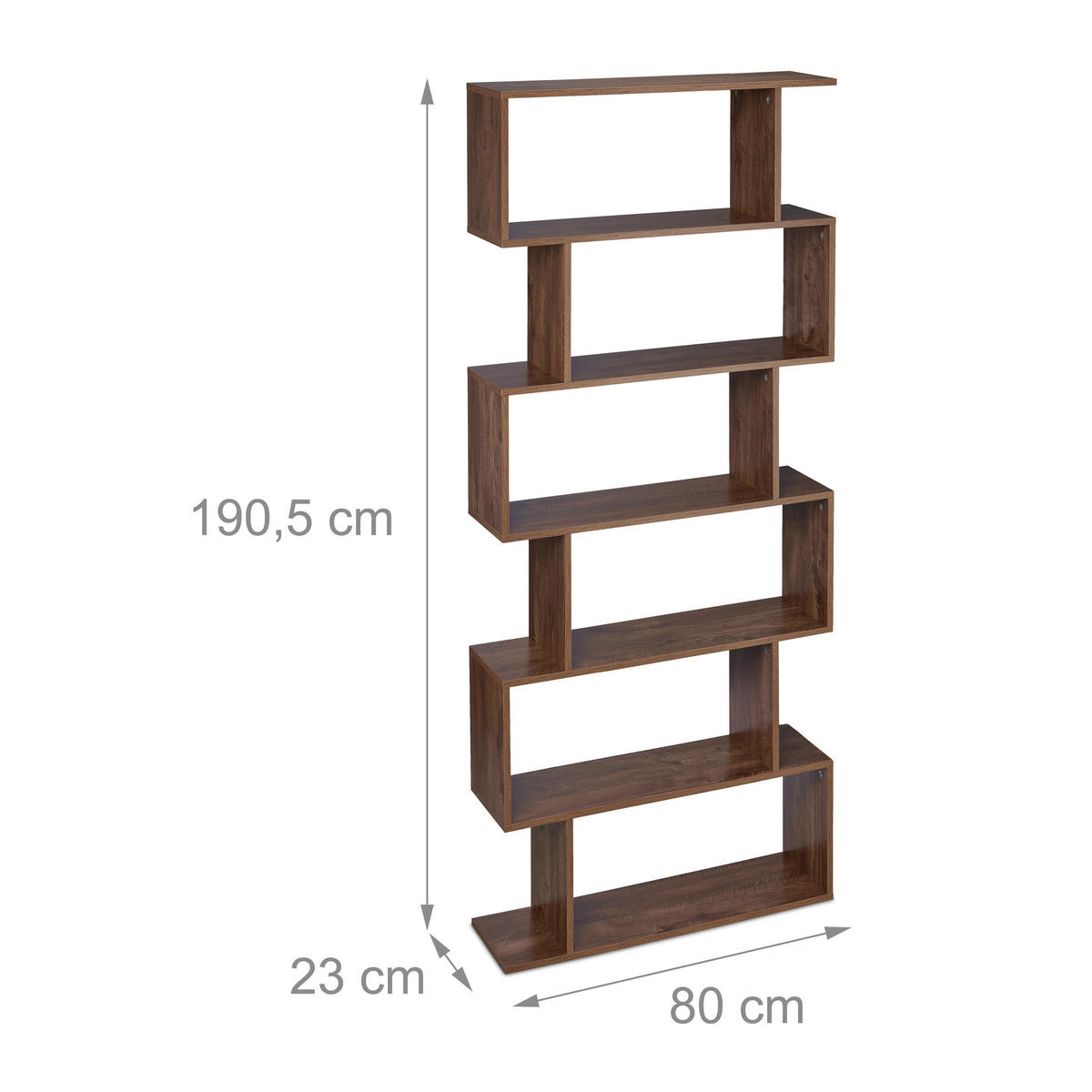 BÜCHERREGAL - Braun, Holzwerkstoff (80/190.5/23cm) - Relaxdays