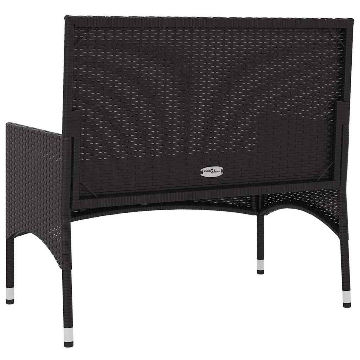 GARTENBANK 2-Sitzer Mit Kissen Schwarz Poly Rattan - Schwarz, Kunststoff (90/85/51cm) - vidaXL