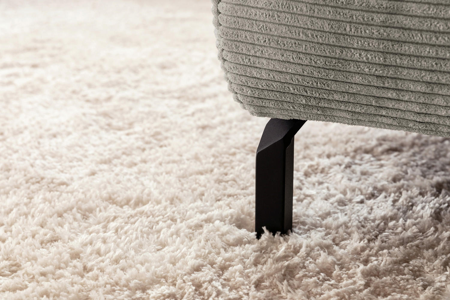 ECKSOFA DELIA Steingrau Cord - Greige/Schwarz, Textil/Metall (312/219cm) - KAWOLA