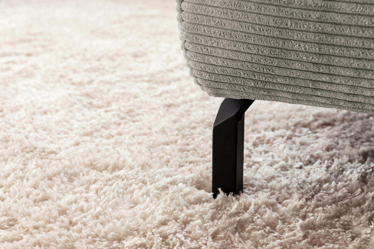 ECKSOFA MIT MOTORISCHEM SITZVORZUG DELIA Steingrau Cord - Greige/Schwarz, Textil/Metall (312/219cm) - KAWOLA