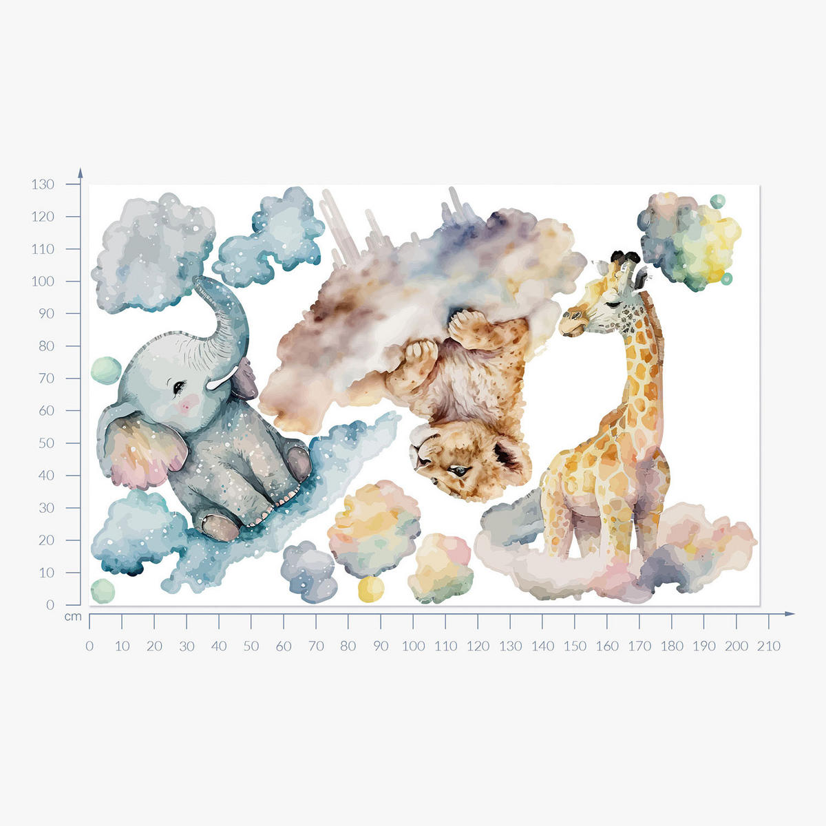 WANDAUFKLEBER 130x207cm - Wildtiere - Multicolor, Kunststoff (130/207/0.1cm) - Wallfluent