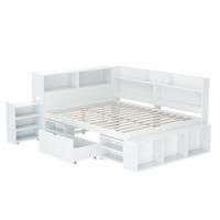 STAURRAUMBETT 140/190 cm DE-02537, mit Schubladen und Regalen, in Weiß - Weiß, Holzwerkstoff (140/190cm) - ComfortXL