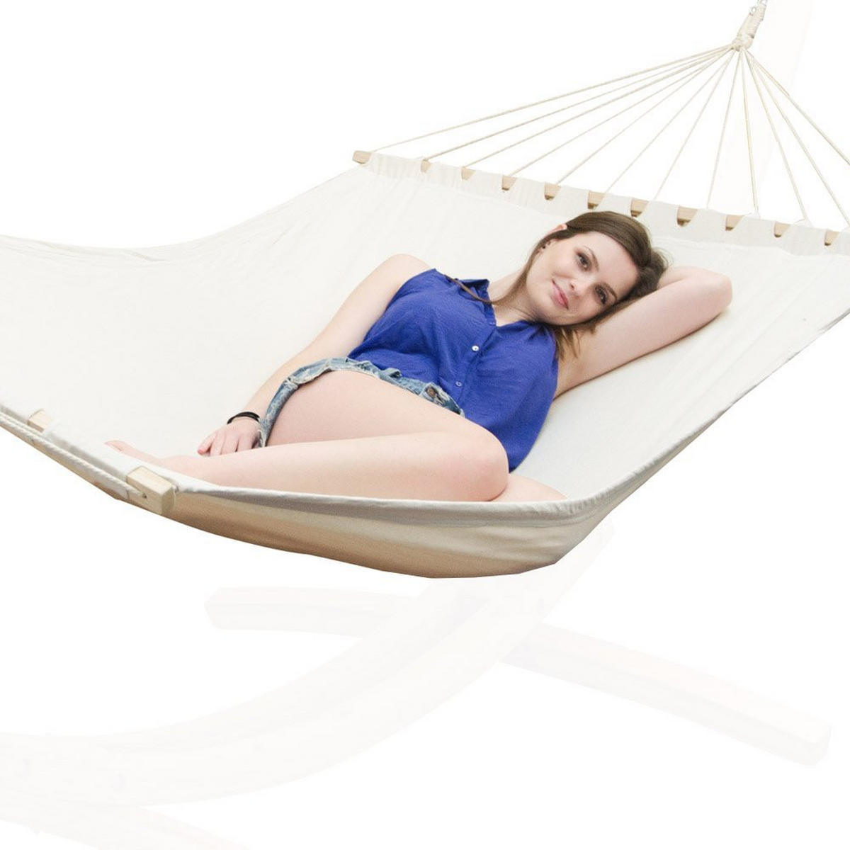 XXL-HÄNGEMATTE für 2 Personen, 285/120 cm, beige - Beige, Textil (120/2.5/185cm) - Amanka
