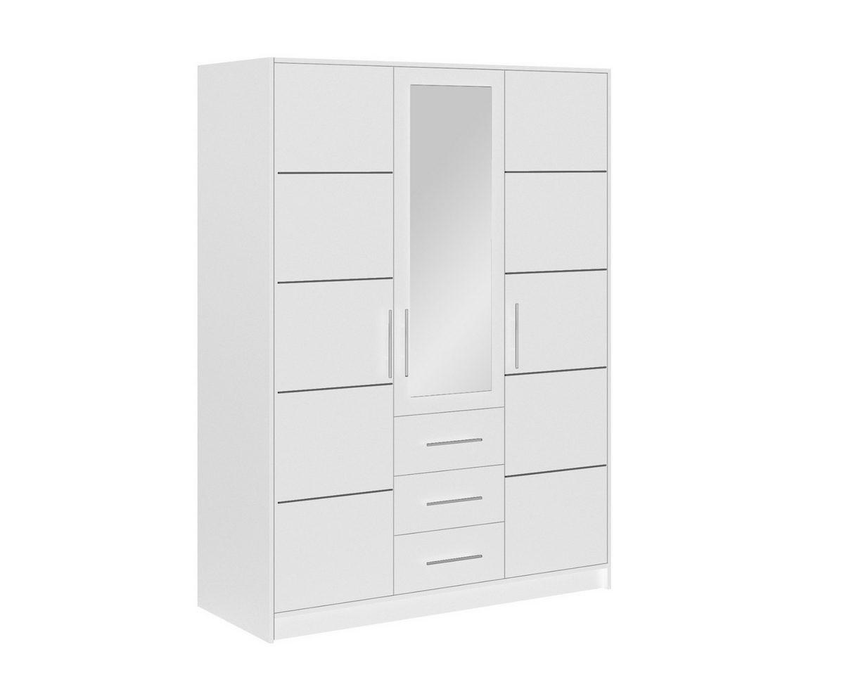 DREHTÜRENSCHRANK LABOO 147/200/58 cm in Weiß - Weiß, Holzwerkstoff (147/200/58cm) - Deine Möbel 24