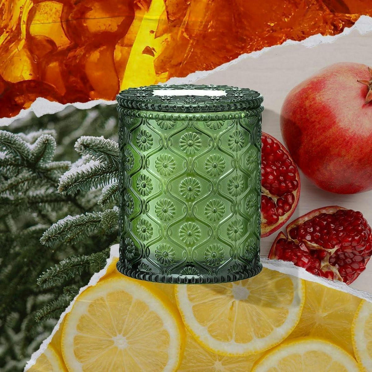 DUFTKERZE im Glas Granatapfel & Pinie 170g - Grün, Paraffin (9cm)