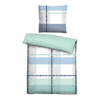 BETTWÄSCHE-GARNITUR Karo eisblau, 135x200 cm + 80x80 cm - Hellblau, Textil (135/200cm) - Castell