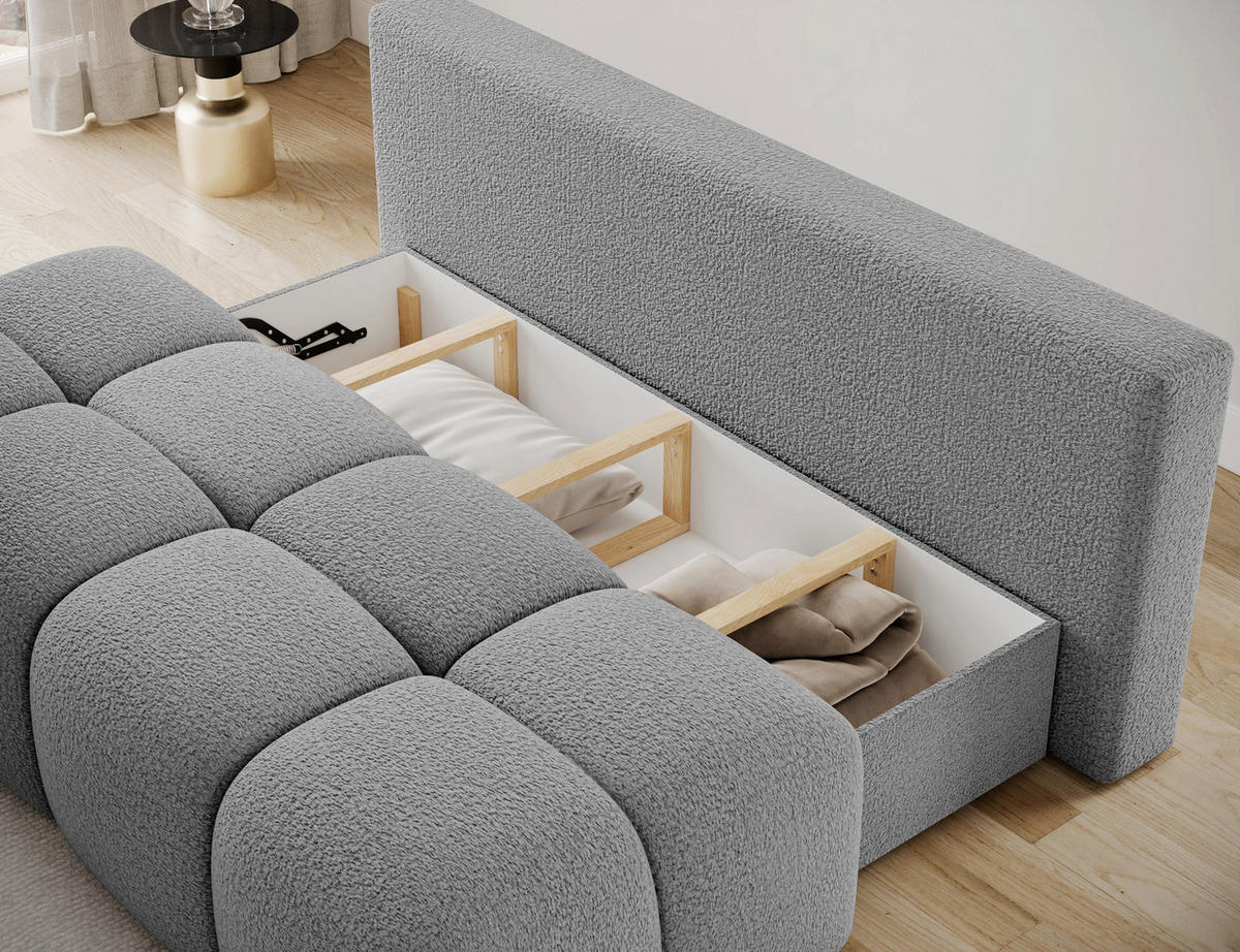 SCHLAFSOFA Nuwia mit Schlaffunktion und Bettkasten – Modernes Designsofa mit Schlafauszug und dekorativer Steppung - Grau, Kunststoff (200/102/100cm) - Wohnideebilder