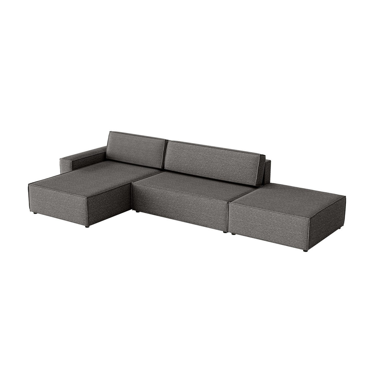 ECKSOFA Lummo La mit Schlaffunktion, Graphit - Graphitfarben, Textil (363/185cm) - Fedve
