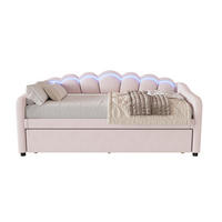 TAGESBETT 90/200 cm rosa mit ausziehbarem Bett und LED-Beleuchtung - Rosa, Textil (90/200cm) - OKWISH