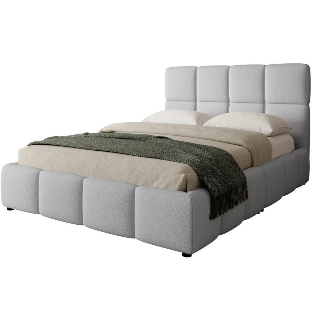 POLSTERBETT Nostro mit Bettkasten 180x200 cm hellgrau - Hellgrau/Schwarz, Textil (180/200cm) - Beautysofa