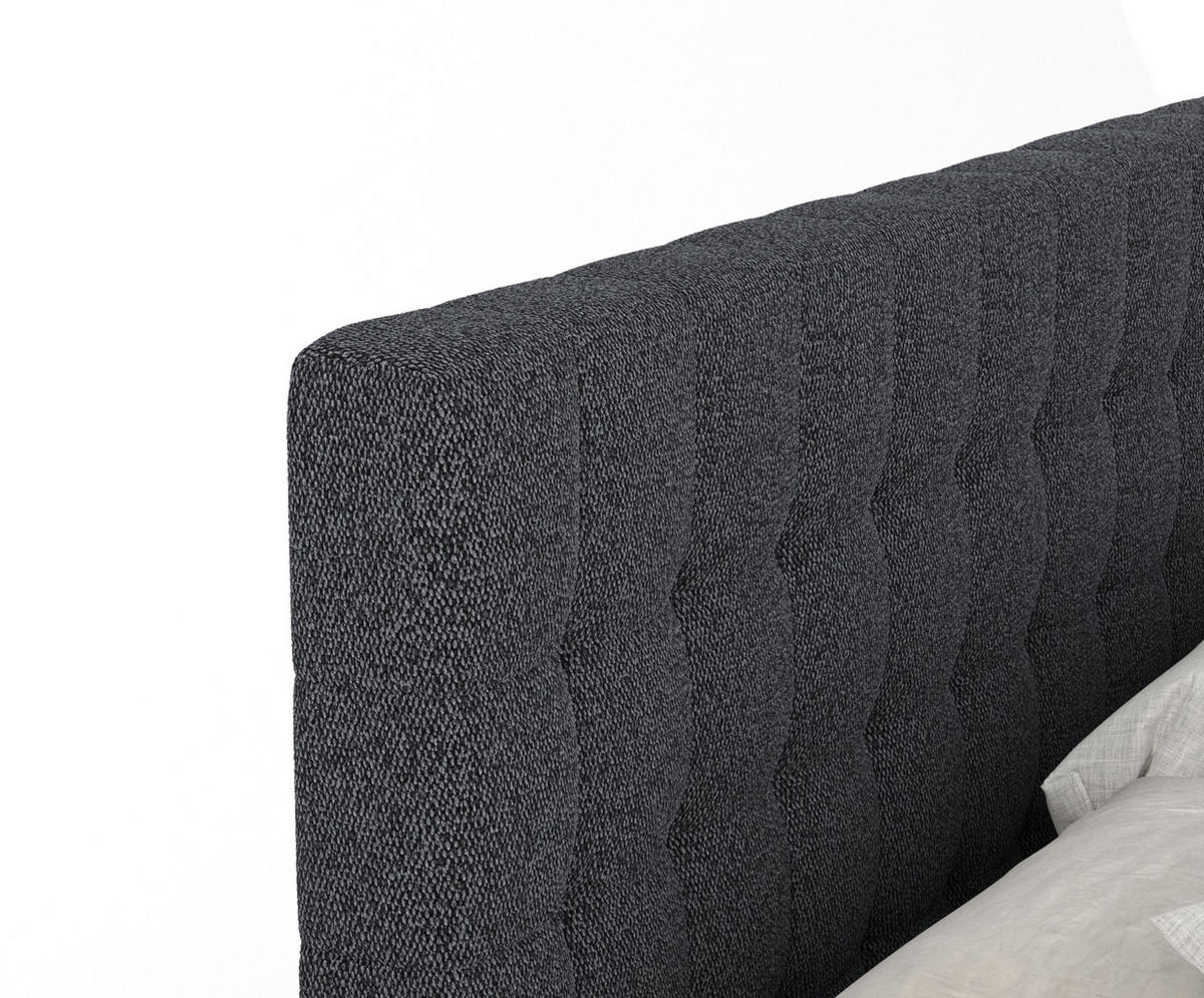 BOXSPRINGBETT Sorrento Schwarz 160/200 cm mit Latex-Topper - Silberfarben/Schwarz, Holz/Holzwerkstoff (160/200cm) - Maison de Reve