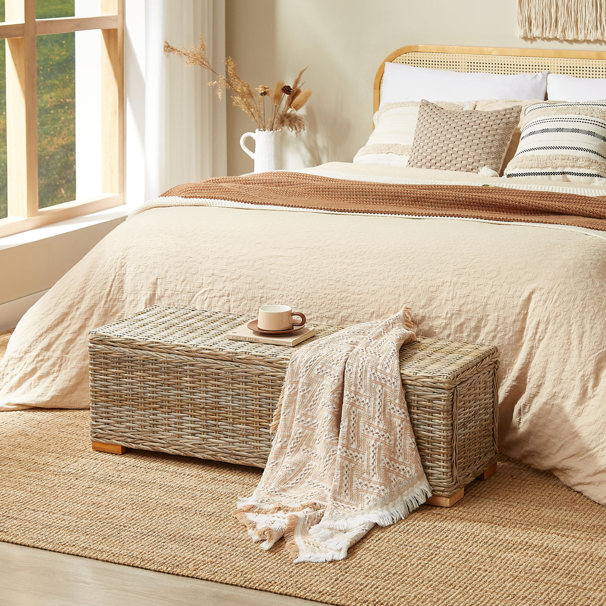 SITZBANK Rattan Braun - Braun, Holz (110/35/35cm) - Nordlys