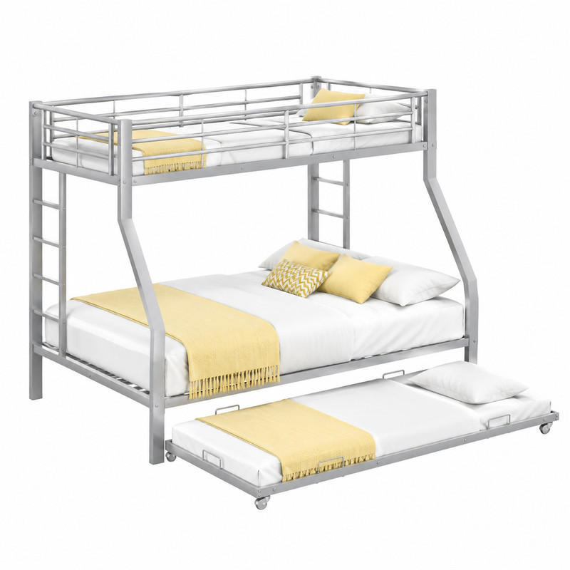 ETAGENBETT mit Ausziehbett 90(140)x200 cm Metall Silber - Silberfarben, Metall (140/200cm) - Beauniv