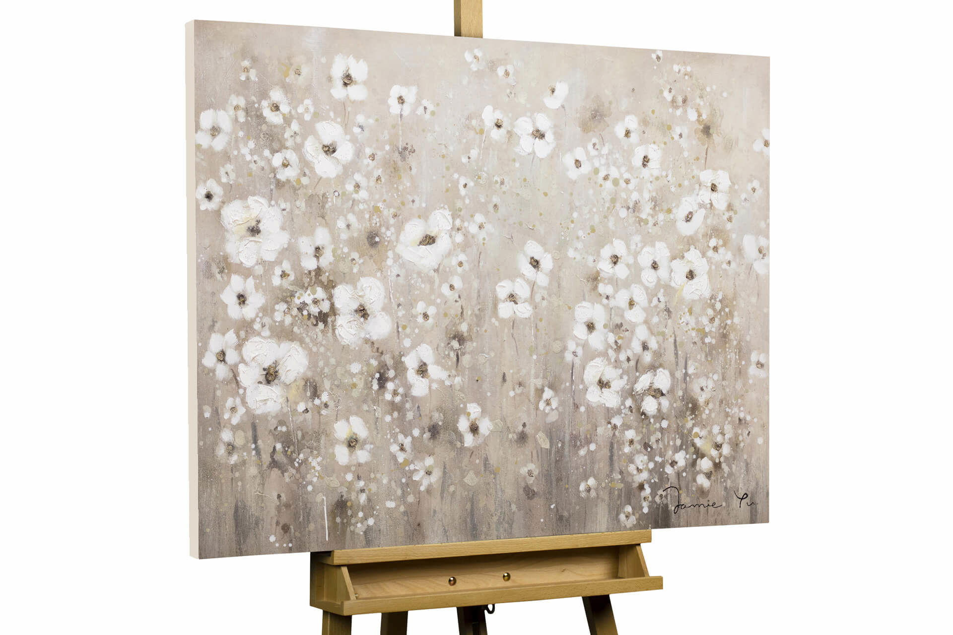 ACRYLBILD HANDGEMALT 100/75 cm - Weiß, Holz/Textil (1.64/75cm) - KUNSTLOFT