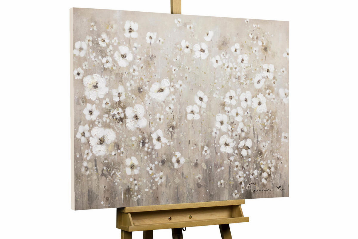 ACRYLBILD HANDGEMALT 100/75 cm - Weiß, Holz/Textil (1.64/75cm) - KUNSTLOFT