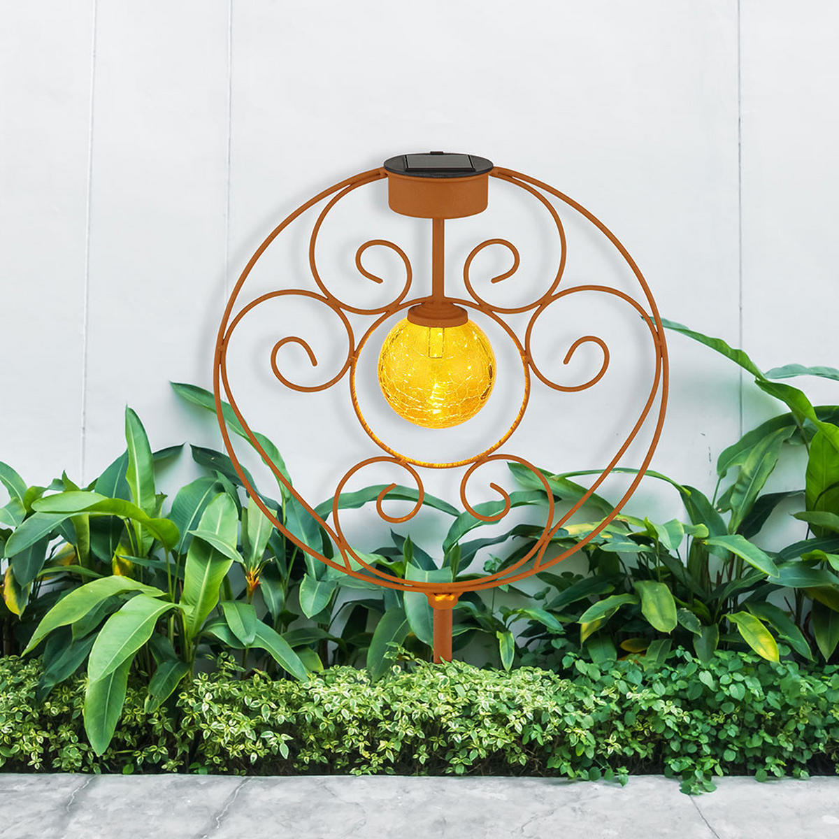 LED AUSSENLEUCHTE Solar Metall Rost Braun - Braun, Glas (30/8.5/41cm) - Globo Lighting